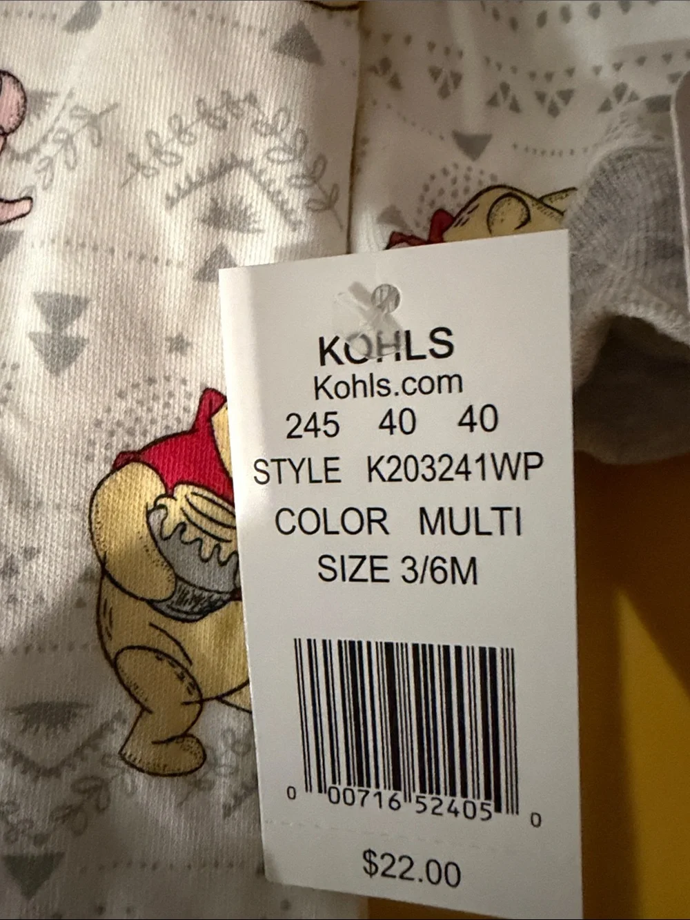 Disney Yellow & White Winnie the Pooh Footed One-Piece new with tags